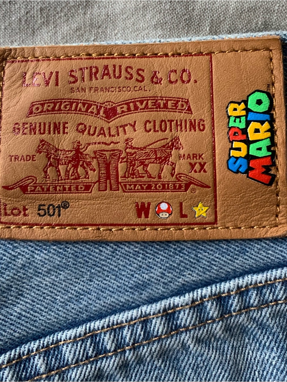Levi's Men’s Blue 501™ Super Mario Patch Slim Jeans